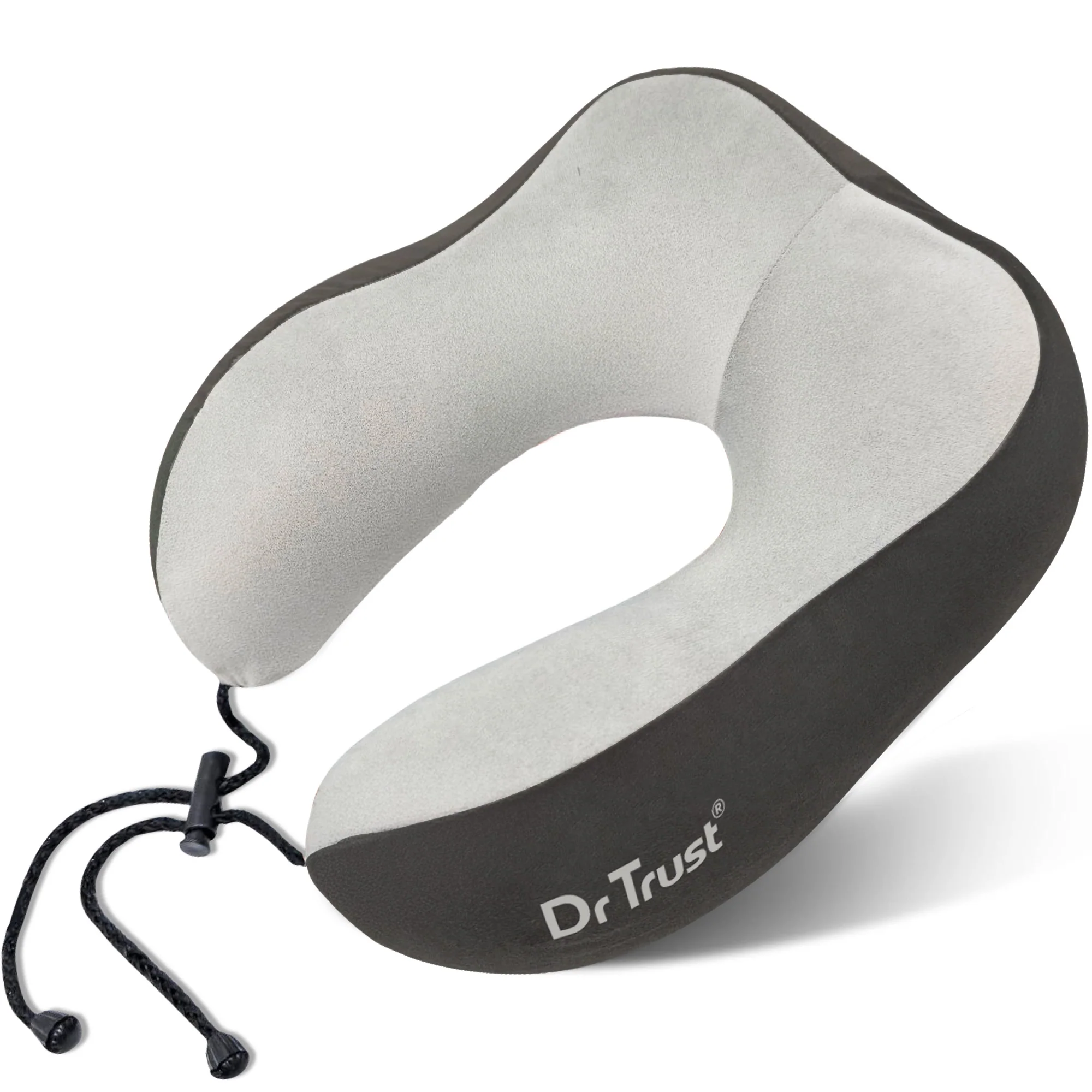 Dr Trust USA 3209 Travel Pillow for Neck & Head Support Soft Memory Foam Travelling Pillow for Comfortable Sleeping in Airplane, Train, and Car, Lightweight, Carry Bag Included