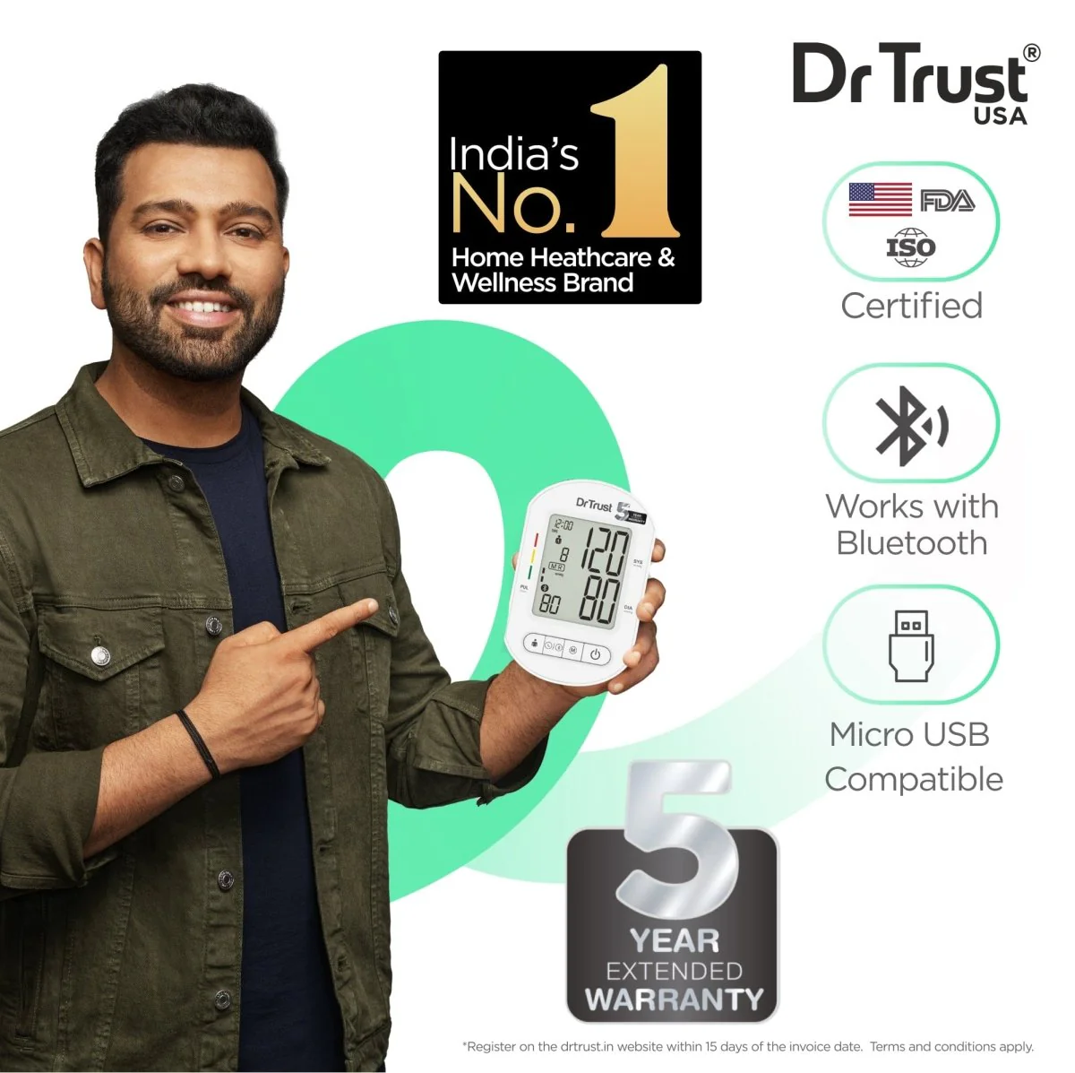 Dr Trust USA Blood Pressure Monitor Core Model with Bluetooth 124 - Image 2